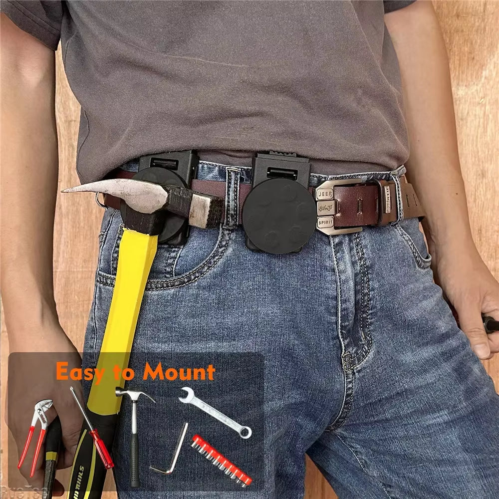 Magnetic Master Tool Holster with Adjustable Belt Clip for Wrenches, Hammers, and Screwdrivers