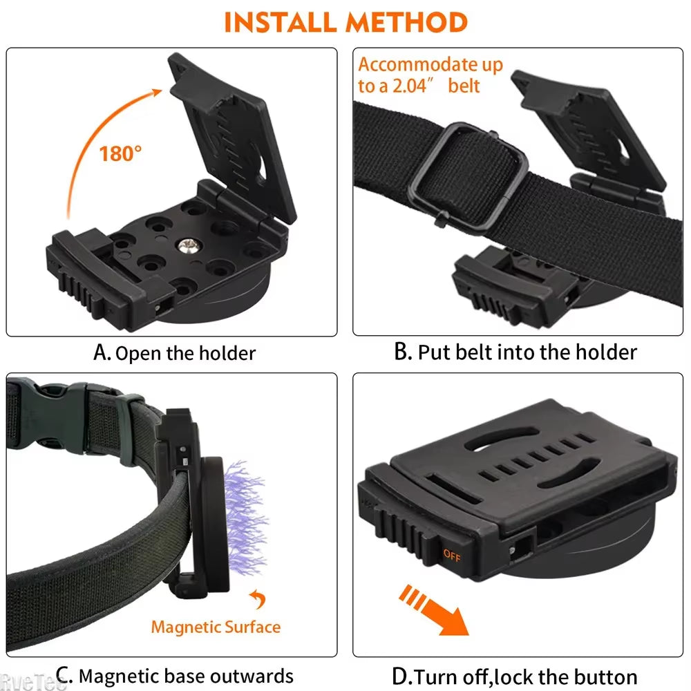 Magnetic Master Tool Holster with Adjustable Belt Clip for Wrenches, Hammers, and Screwdrivers