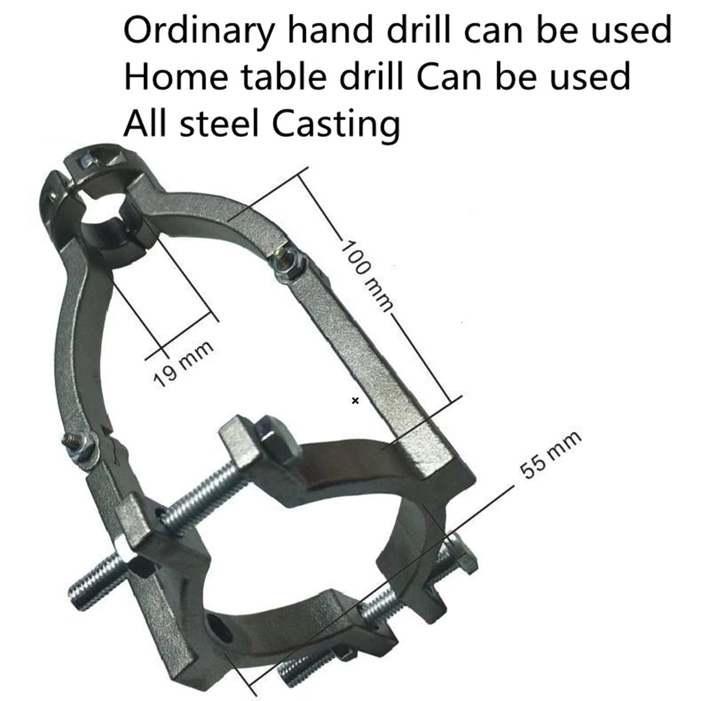 Square Hole Drill Bit Adapter for Drill Machine Drill Attachment Easily Install Clamp Adjustable from 1.5-2.2Inch Accessory